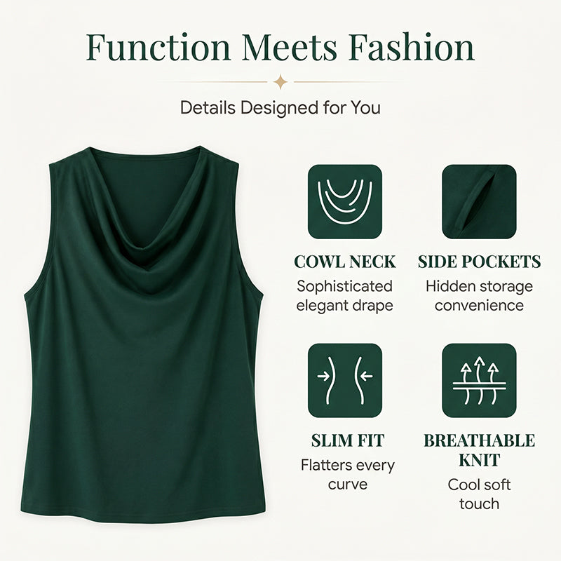 Elegant Slim Fit Cowl Neck Dress