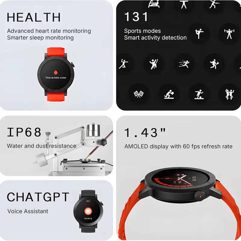 Smart Watch for Men Women, Bluetooth Call, Energy Score, Heart Rate & Sleep Monitor, GPS, 130+ Sport Modes, IP68 Waterproof Fitness Tracker for Android iOS, Ash Grey