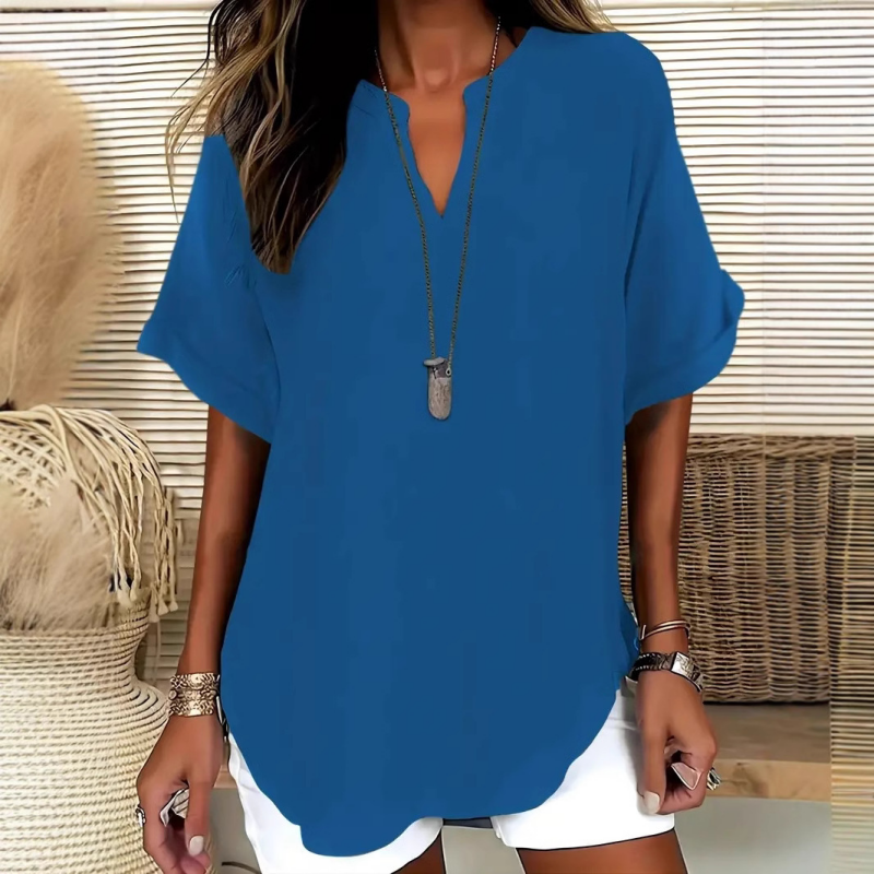 💟2026 Hot Sale👕Fashion Loose Solid Color Short Sleeve Top