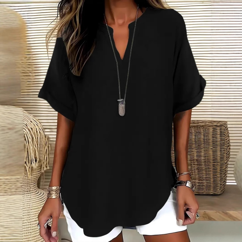 💟2026 Hot Sale👕Fashion Loose Solid Color Short Sleeve Top