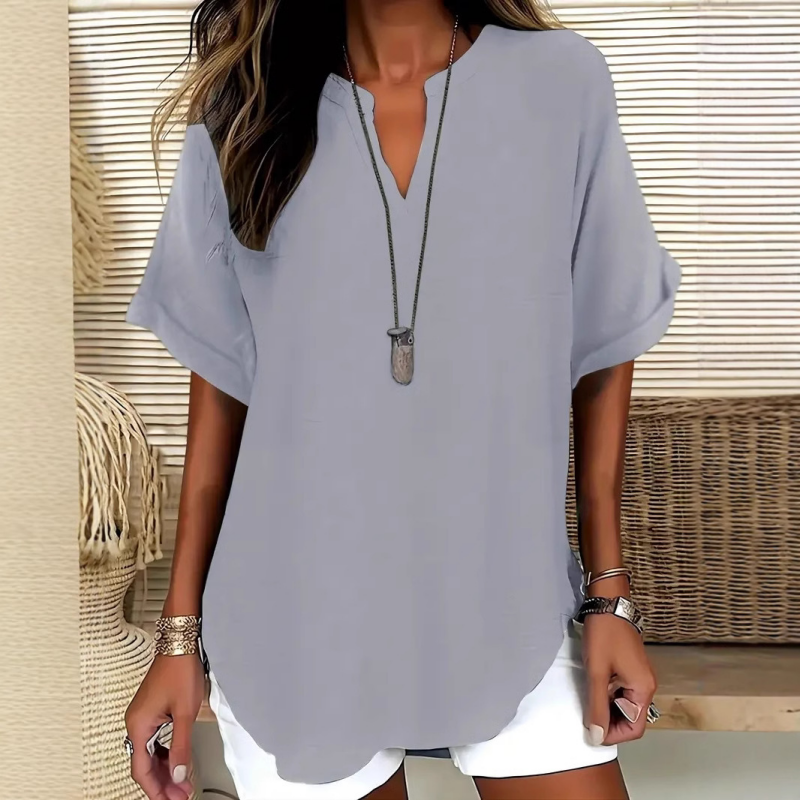 💟2026 Hot Sale👕Fashion Loose Solid Color Short Sleeve Top