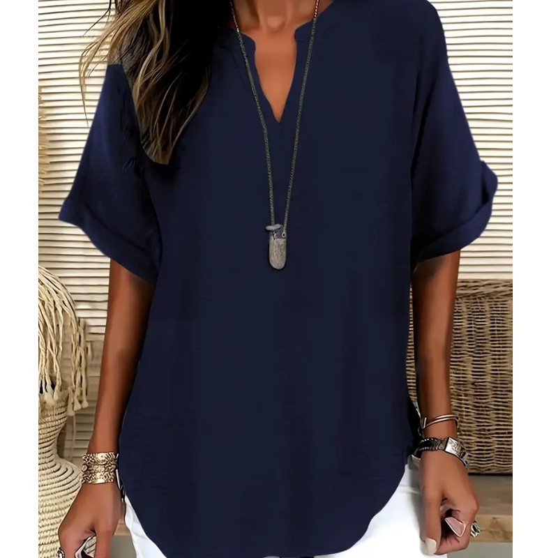 💟2026 Hot Sale👕Fashion Loose Solid Color Short Sleeve Top