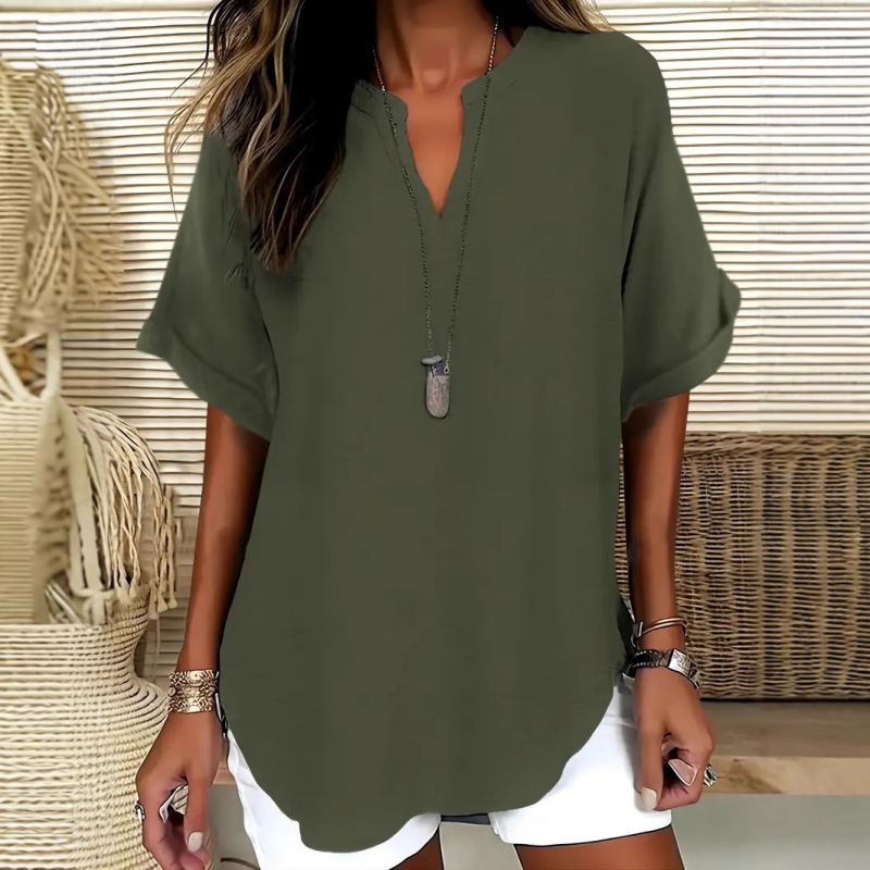 💟2026 Hot Sale👕Fashion Loose Solid Color Short Sleeve Top