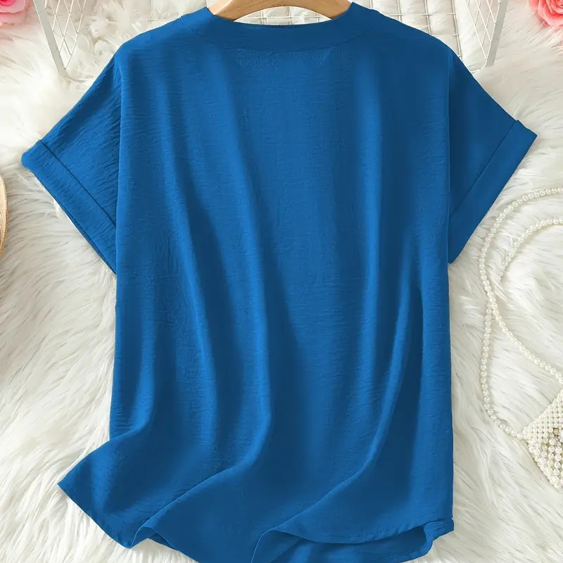 💟2026 Hot Sale👕Fashion Loose Solid Color Short Sleeve Top