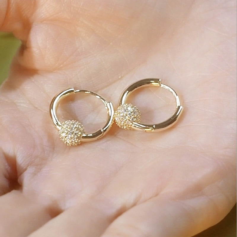 ✨Buy 2 Get 1 Free❣️Gold Circle Earrings with Small Ball